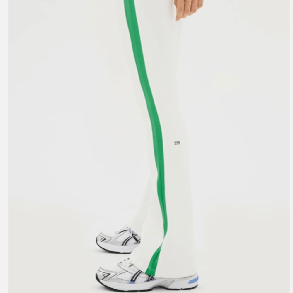 NWT green and white split 59 flare leggings